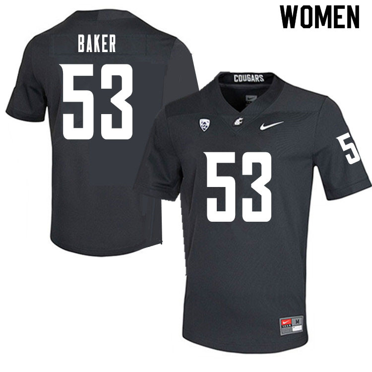 Women #53 Ricky Baker Washington State Cougars College Football Jerseys Sale-Charcoal